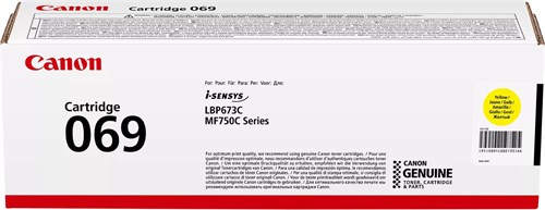 Картридж лазерный Canon 069Y 5091C002 желтый бар.в компл. (2000стр.) для Canon MF752Cdw/754Cdw, LBP6 5091C002