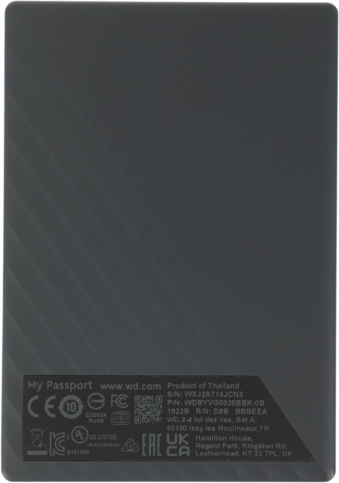 Жесткий диск WD USB3.2 Gen1 2TB WDBYVG0020BBK-WESN My Passport 2.5" черный WDBYVG0020BBK-WESN