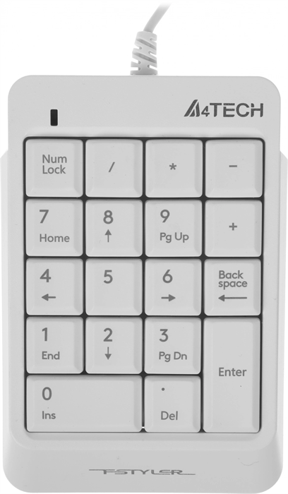 Числовой блок A4Tech FK13P белый USB slim для ноутбука (FK13P WHITE) кабель 1.5м FK13P WHITE
