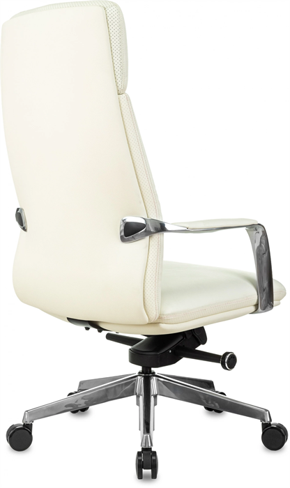 Кресло руководителя Бюрократ _Vega белый кожа с подголов. крестов. алюминий _VEGA/WHITE