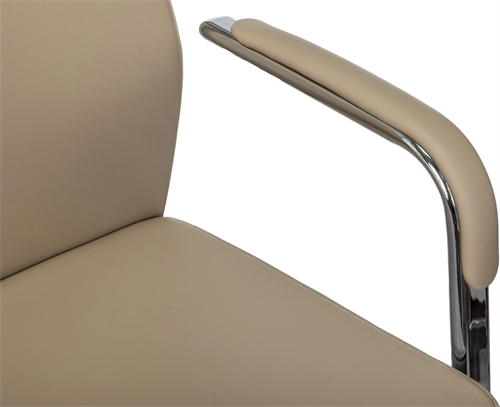 Кресло Бюрократ _JONS-LOW-V бежевый кожа низк.спин. полозья металл хром _JONS-LOW-V/BEIGE