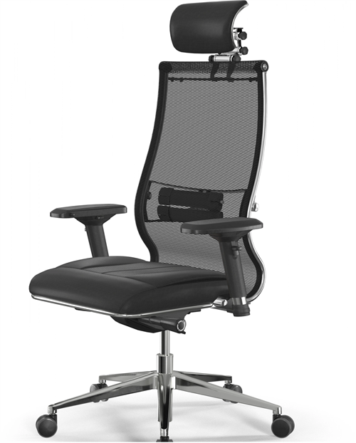 Кресло Метта Samurai SL-3 черный сиденье черный сетка с подголов. крестов. металл хром Z23.3.5.109