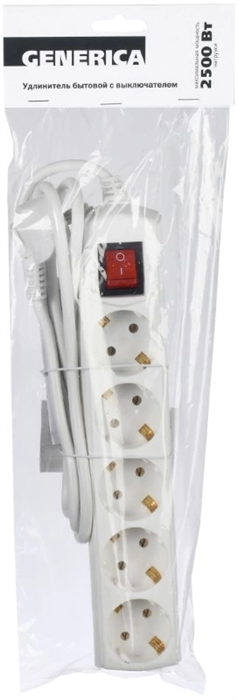 Сетевой удлинитель IEK У05В 7м (5 розеток) белый (пакет ПЭ) WYP10-10-05-07-ZK-G