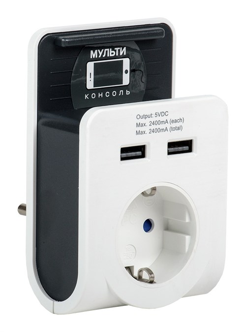 Адаптер-переходник IEK Т-02/01 (1 розетка) белый (блистер) WTP11-16-01-Z-K01