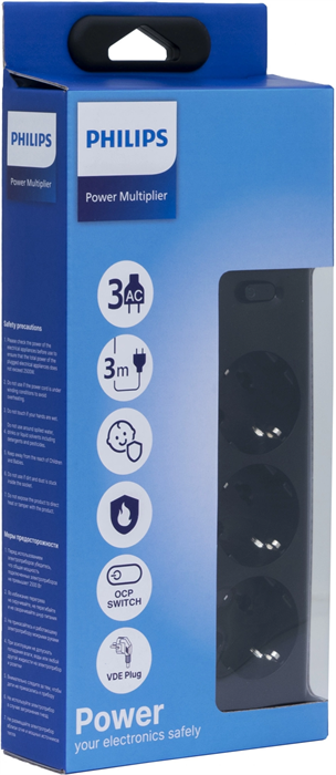 Сетевой фильтр Philips CHP2135BB/51 3м (3 розетки) черный (коробка) CHP2135BB/51