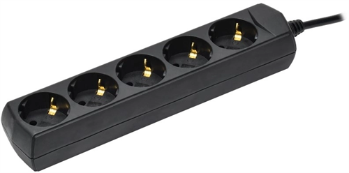 Сетевой удлинитель IEK У05 5м (5 розеток) черный (пакет ПЭ) WYP10-10-05-05-Z-K02-G