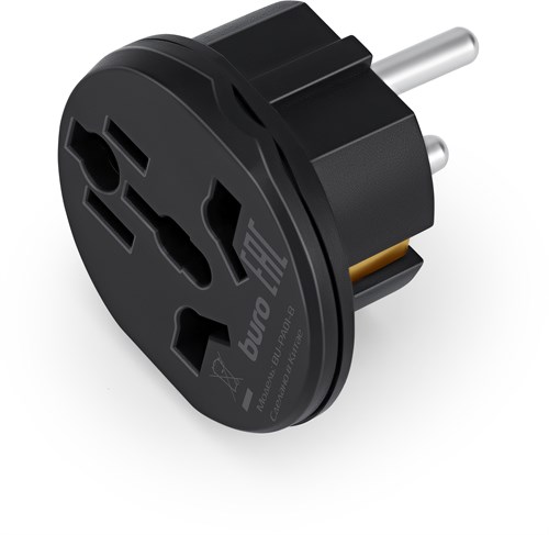 Адаптер-переходник Buro BU-PA01-B (1 розетка) черный (пакет ПЭ) BU-PA01-B