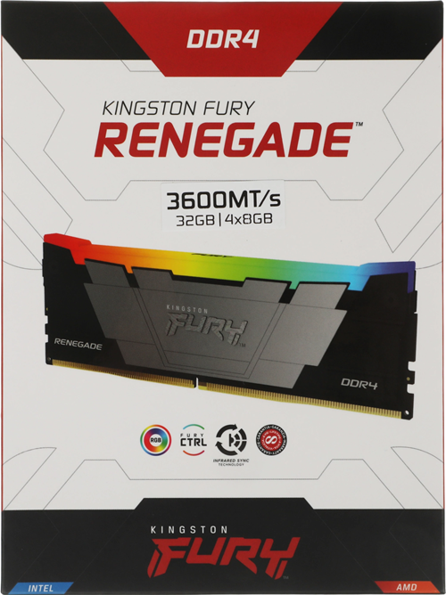Память DDR4 4x8GB 3600MHz Kingston KF436C16RB2AK4/32 Fury Renegade RGB RTL Gaming PC4-28800 CL16 DIM KF436C16RB2AK4/32