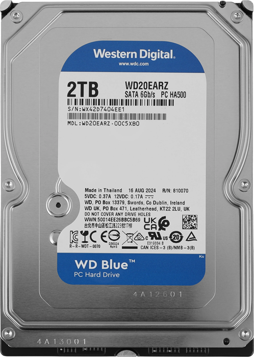 Жесткий диск WD SATA-III 2TB WD20EARZ Desktop Blue (5400rpm) 64Mb 3.5" WD20EARZ