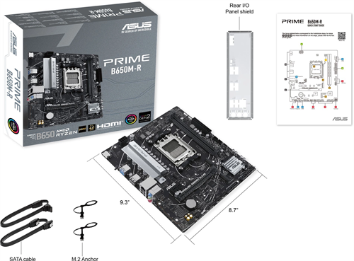Материнская плата Asus PRIME B650M-R Socket AM5 AMD B650 2xDDR5 mATX AC`97 8ch(7.1) 2.5Gg RAID+HDMI PRIME B650M-R