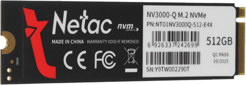 Накопитель SSD Netac PCIe 3.0 x4 512GB NT01NV3000Q-512-E4X M.2 2280 NT01NV3000Q-512-E4X
