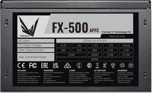 Блок питания Formula ATX 500W FX-500 (20+4pin) APFC 120mm fan 4xSATA RTL FX-500