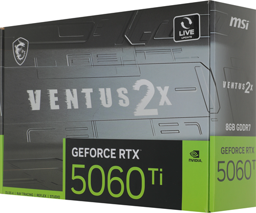 Видеокарта MSI PCI-E 5.0 RTX 5060 TI 8G VENTUS 2X PLUS NVIDIA GeForce RTX 5060TI 8Gb 128bit GDDR7 25 RTX 5060 TI 8G VENTUS 2X PLUS