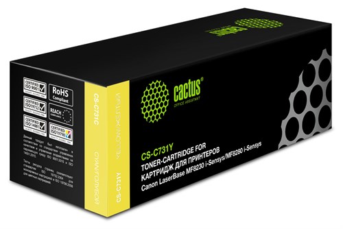 Картридж лазерный Cactus CS-C731Y 731 Y желтый (1800стр.) для Canon LaserBase MF8230 i-Sensys/MF8280 CS-C731Y