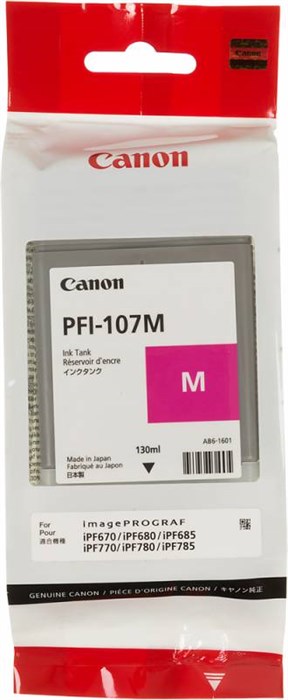 Картридж струйный Canon PFI-107M 6707B001 пурпурный (130мл) для Canon iP F680/685/780/785 6707B001