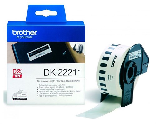 Картридж ленточный Brother DK22211 черный на белом 29x15.2 белый для Brother QL-570 DK22211