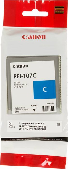 Картридж струйный Canon PFI-107C 6706B001 голубой (130мл) для Canon iP F680/685/780/785 6706B001