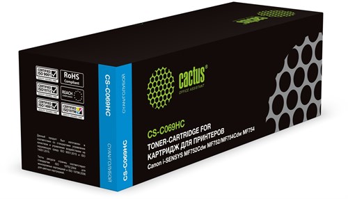Картридж лазерный Cactus CS-C069HC 069H голубой (5500стр.) для Canon i-Sensys MF752Cdw MF752/MF754Cd CS-C069HC