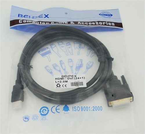 Кабель HDMI (m) DVI-D (m) 2м черный 13599