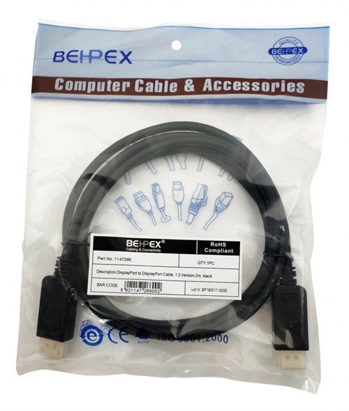 Кабель 1.2v DisplayPort (m) DisplayPort (m) 2м черный 13926