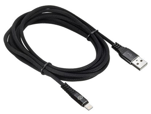 Кабель Digma LIGHT-3M-BRAIDED-BLK USB (m)-Lightning (m) 3м черный LIGHT-3M-BRAIDED-BLK