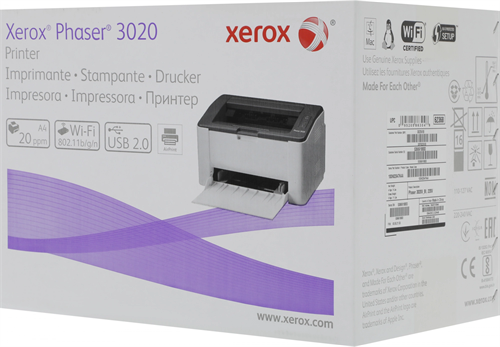 Принтер лазерный Xerox Phaser 3020v_bi A4 WiFi белый 3020V_BI