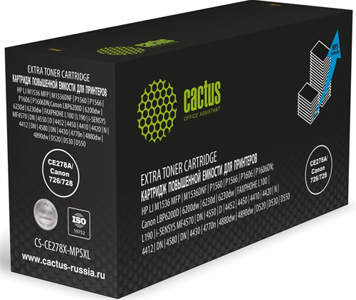 Картридж лазерный Cactus CS-CE278X-MPSXL CE278A/Canon 726/728 черный (8000стр.) для HP J M1536 MFP/M CS-CE278X-MPSXL