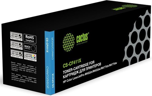 Картридж лазерный Cactus CS-CF411X CF411X голубой (5000стр.) для HP HP CLJ Pro M452dn/ M452dw/M477fd CS-CF411X