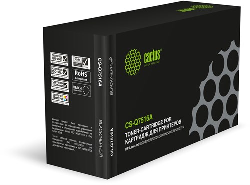 Картридж лазерный Cactus CS-Q7516A Q7516A черный (12000стр.) для HP LJ 5200/5200N/5200L/5200TN/5200D CS-Q7516A