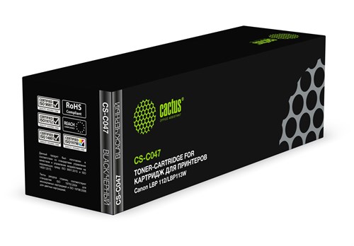 Картридж лазерный Cactus CS-C047 Cartridge 047 черный (1600стр.) для Canon LBP112/LBP113W CS-C047