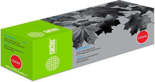 Картридж лазерный Cactus CS-C045HC 045 H C голубой (2200стр.) для Canon LBP 611Cn/613Cdw/631Cn/633Cd CS-C045HC