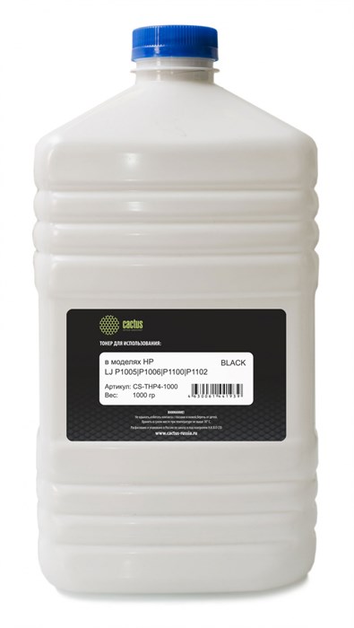 Тонер Cactus CS-THP4-1000 черный флакон 1000гр. для принтера CB436A/CE278A/CE285A/CF283A/CF244A/CF28 CS-THP4-1000