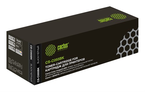 Картридж лазерный Cactus CS-C055BK 055 BK черный (2300стр.) для Canon LBP663Cdw, LBP664Cx, MF746Cx,  CS-C055BK