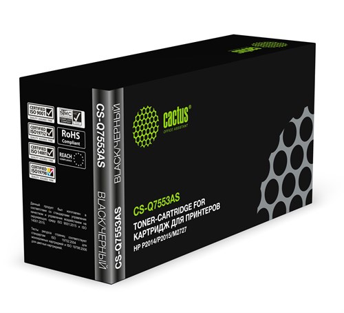 Картридж лазерный Cactus CS-Q7553AS Q7553A черный (3000стр.) для HP P2014/P2015/M2727 CS-Q7553AS