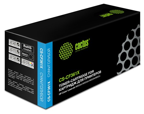 Картридж лазерный Cactus CS-CF361X CF361X голубой (9500стр.) для HP CLJ M552dn/M553dn CS-CF361X