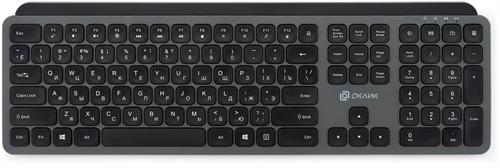 Клавиатура Оклик K859W серый/черный USB беспроводная slim Multimedia (2002136) 2002136