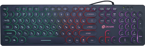 Клавиатура Оклик 420MRL черный USB slim Multimedia LED 1091226