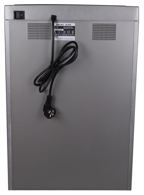 Шредер Deli 9906 серый с автоподачей (секр.P-5) фрагменты 16лист. 30лтр. скрепки скобы пл.карты CD 9906