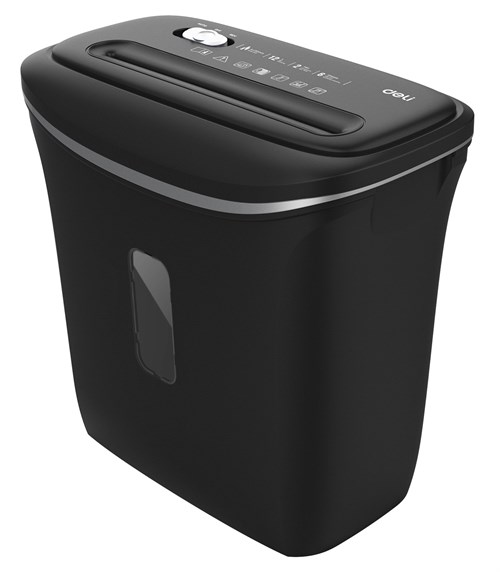 Шредер Deli E9945 черный (секр.P-4) фрагменты 6лист. 12лтр. скобы пл.карты E9945