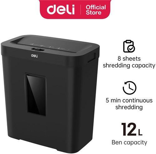Шредер Deli ET021 черный с автоподачей (секр.P-4) фрагменты 8лист. 12лтр. ET021