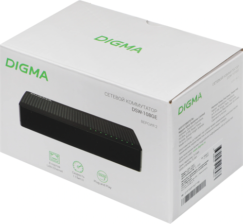 Коммутатор Digma DSW-108GE DSW-108GEV2 (L2) 8x1Гбит/с неуправляемый DSW-108GEV2
