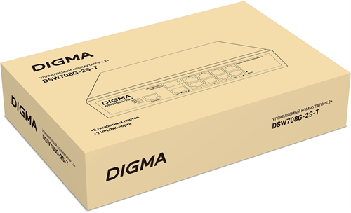 Коммутатор Digma DSW708G-2S-T (L2+) 8x1Гбит/с 2SFP управляемый DSW708G-2S-T