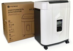 Шредер Heleos АП20-5 белый/черный с автоподачей (секр.P-5) фрагменты 131лист. 20лтр. скрепки скобы п АП20-5