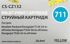 Картридж струйный Cactus CS-CZ132 №711 желтый (26мл) для HP DJ T120/T520/530 с чипом CS-CZ132