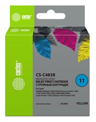Картридж струйный Cactus CS-C4838 №11 желтый (29мл) для HP BIJ 1000/1100/1200/2200/2300/2600/2800 с  CS-C4838