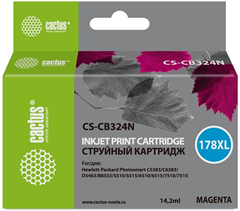 Картридж струйный Cactus CS-CB324N(CS-CB324) №178XL пурпурный (14.6мл) для HP PS B8553/C5383/C6383 с CS-CB324N(CS-CB324)