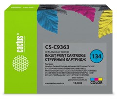 Картридж струйный Cactus CS-C9363 №134 голубой/пурпурный/желтый (18мл) для HP DJ 460series/5740/5743 CS-C9363