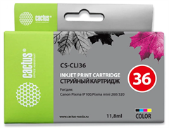 Картридж струйный Cactus CS-CLI36 CLI-36 многоцветный (11.8мл) для Canon Pixma iP 100/ MiNi 260 с чи CS-CLI36