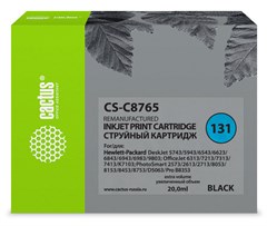 Картридж струйный Cactus CS-C8765 №131 черный (20мл) для HP DJ 5743/5943/6543/6623/6843/6943/6983/98 CS-C8765