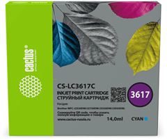 Картридж струйный Cactus CS-LC3617C голубой (14мл) для Brother MFC-J2330DW/J2730DW/J3530DW/J3930DW с CS-LC3617C